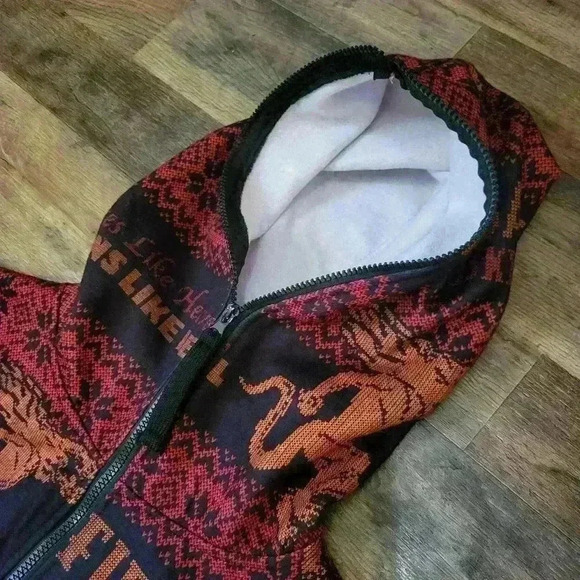 Fireball Whiskey Holiday One Piece Zip-Up Pajamas Size Large - Picture 5 of 10